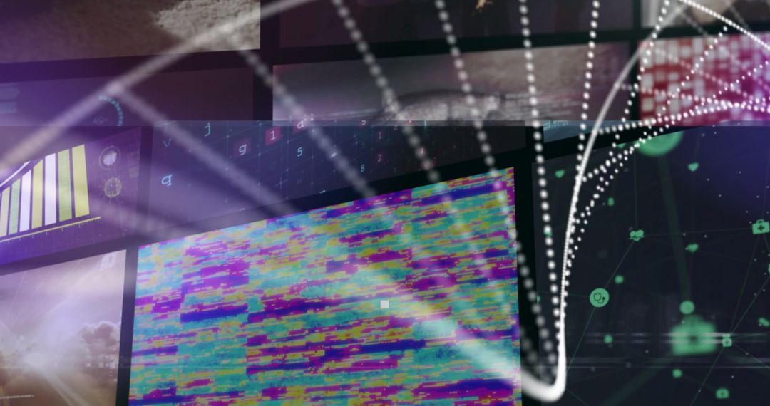 Abstract Dancing Silhouettes at Sunset with Floating Particles