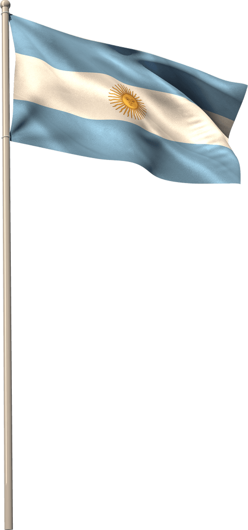 Argentinian Flag Waving on Transparent Background