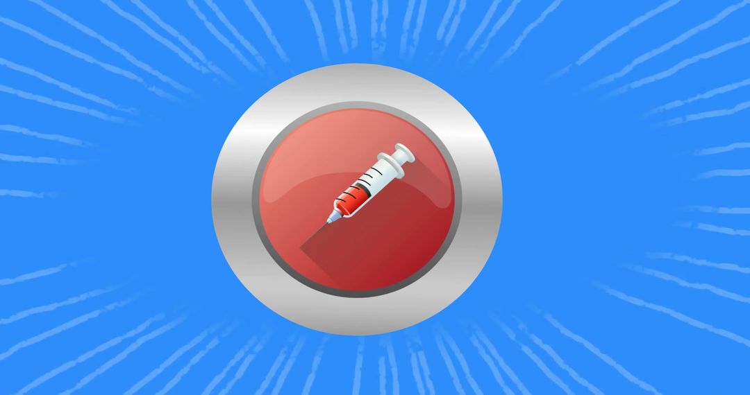 Syringe Icon on Dynamic Red Button with Blue Background