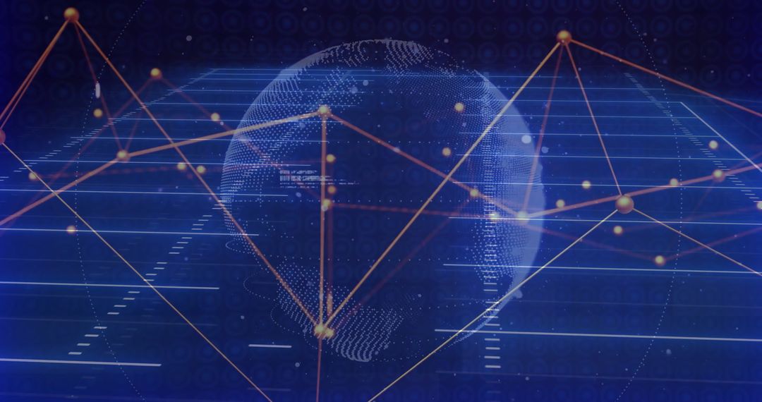 Digital Globe with Network Connections in Blue Futuristic Interface