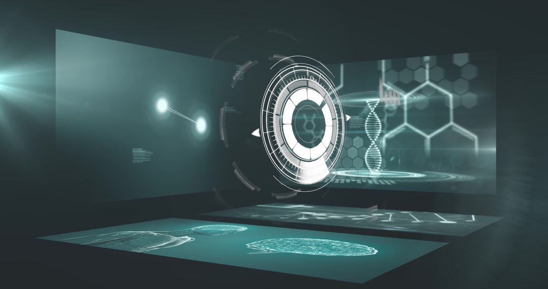 High-Tech Digital Interface with DNA and Retina Scanning Graphics