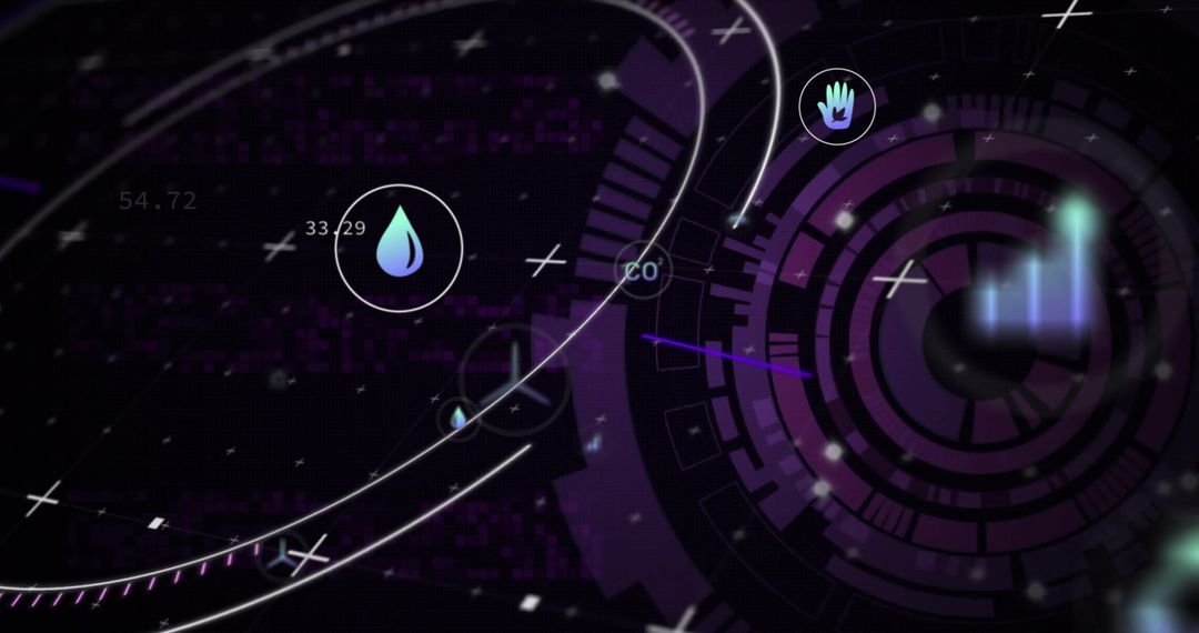 Futuristic Data Analysis Interface with Circular Graphics