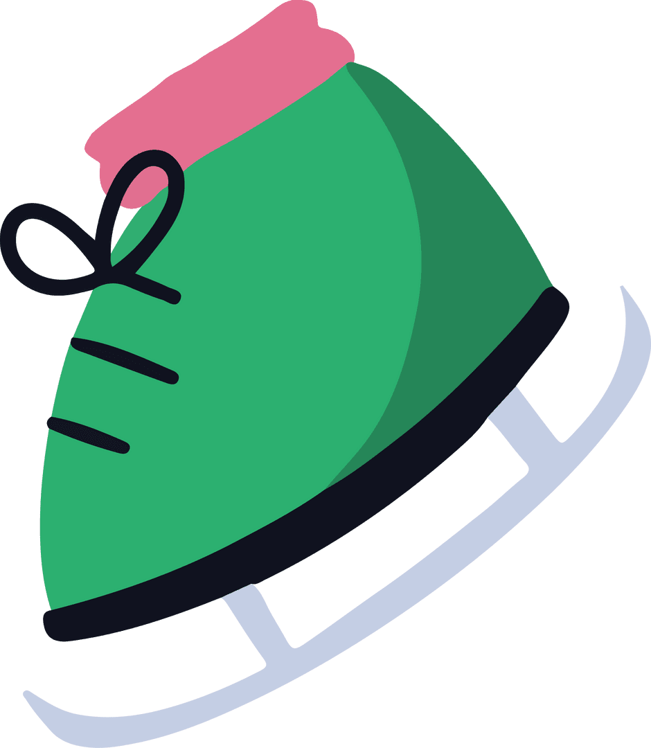 Flat Vector Ice Skate with Transparent Background for Winter Designs