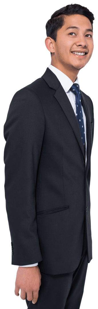 Smiling Biracial Businessman Standing Tall Transparent Background