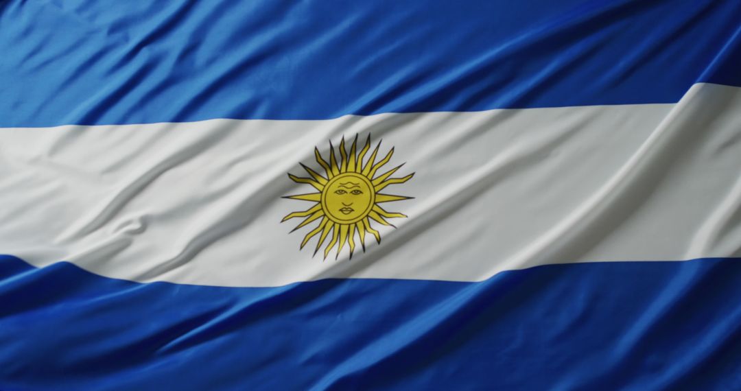 Argentinian Flag Waving in the Breeze Symbolizing National Unity