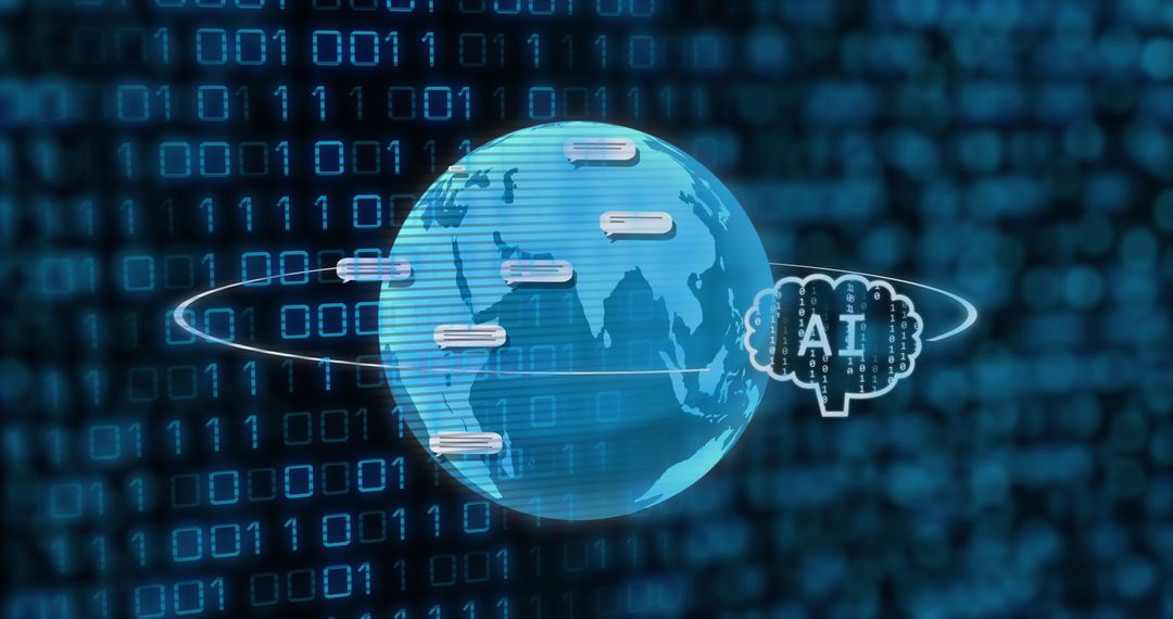 Global AI Data Processing with Binary Code Background - Free Images, Stock Photos and Pictures on Pikwizard.com