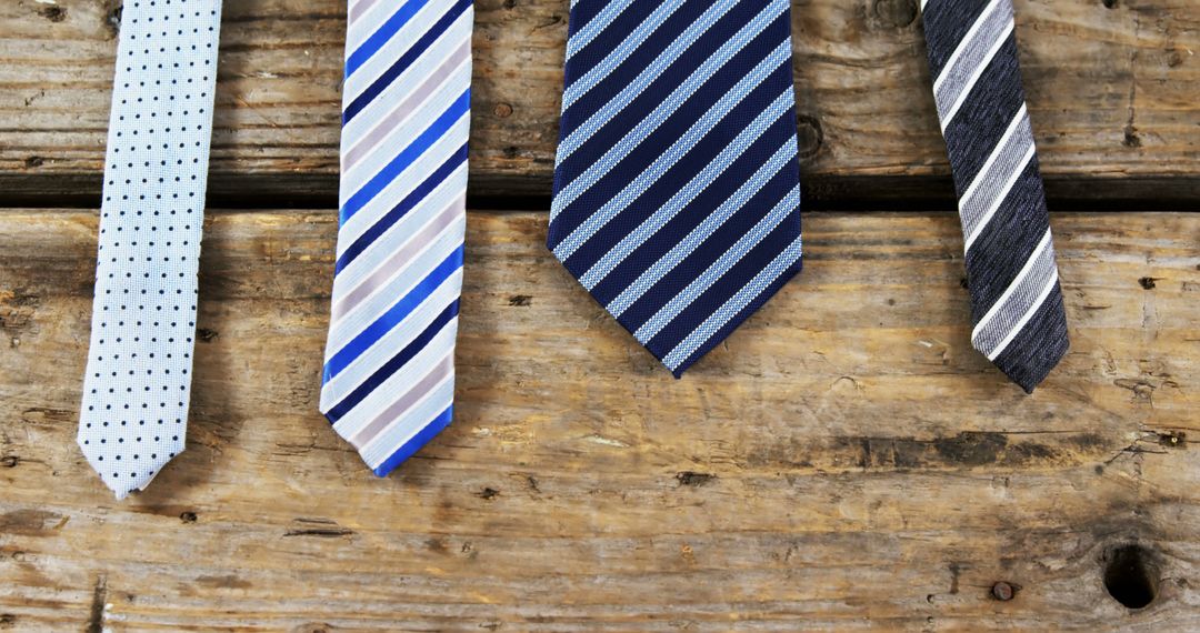 Collection of Colorful Neckties on Rustic Wooden Table - Free Images, Stock Photos and Pictures on Pikwizard.com