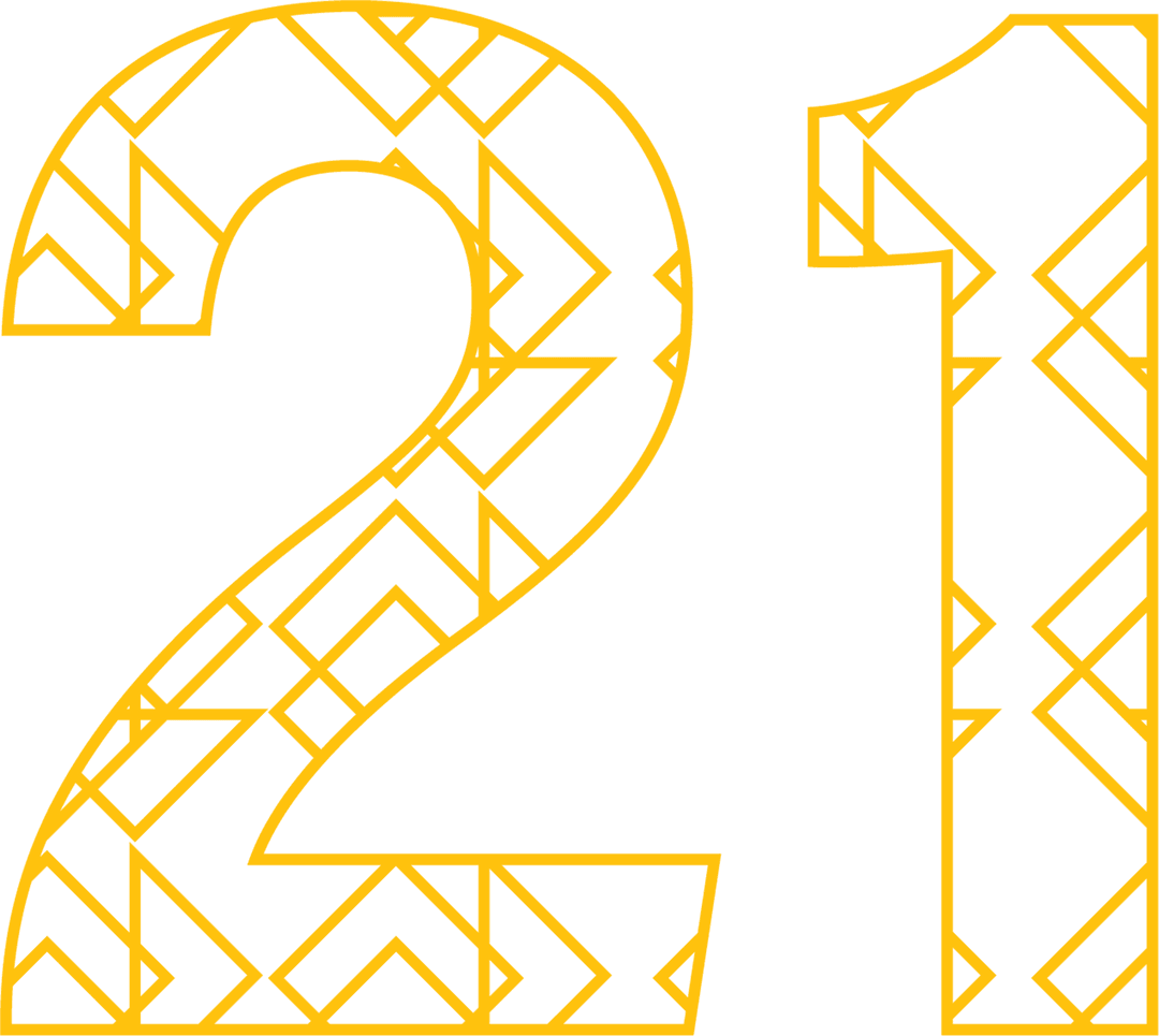 Geometric Number 21 Design on Transparent Background