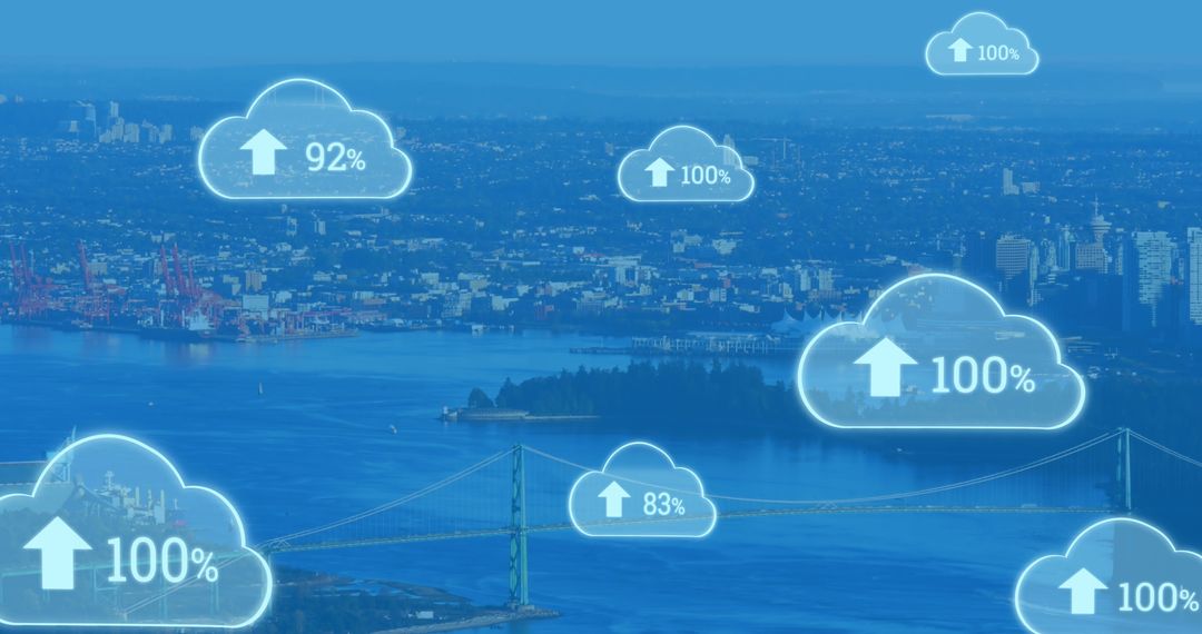 Cloud Computing Technology Overlooking Urban Skyline