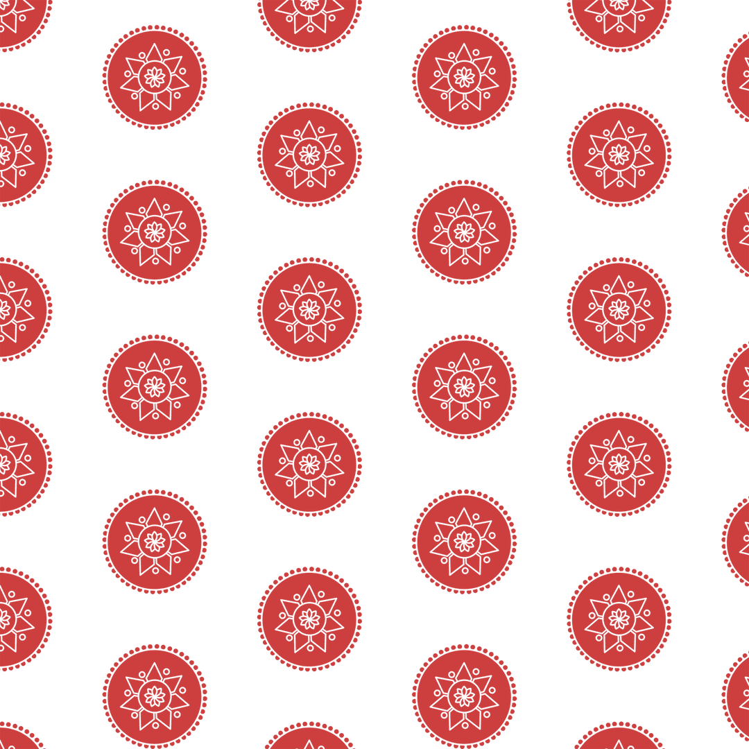 Decorative Floral Roundels Pattern on Transparent Background