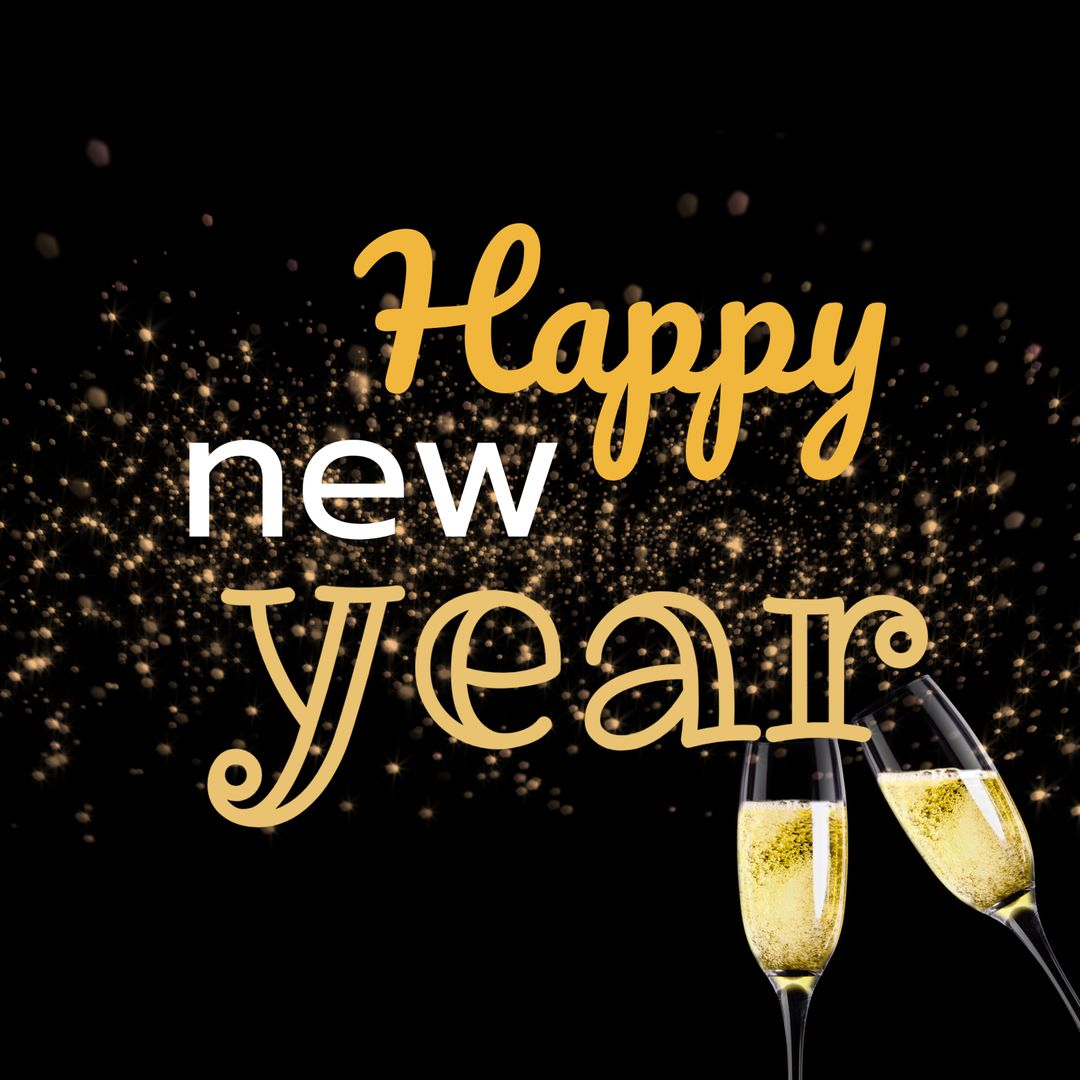 Festive New Year Celebration with Champagne Toast and Sparkles