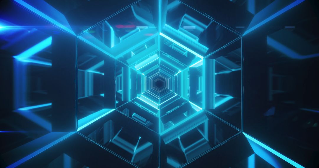 Glowing Hexagonal Tunnel with Futuristic Light Patterns