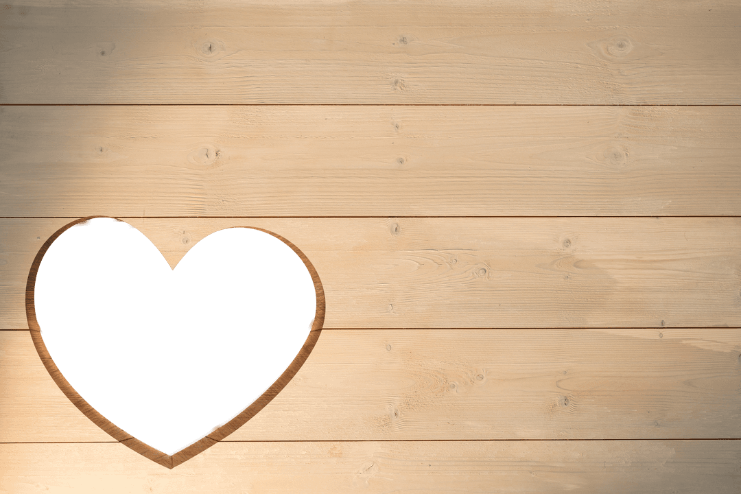 Heart on Wooden Planks Transparent Background