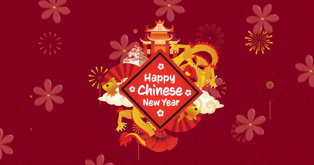 Chinese New Year Celebration Design with Festive Elements