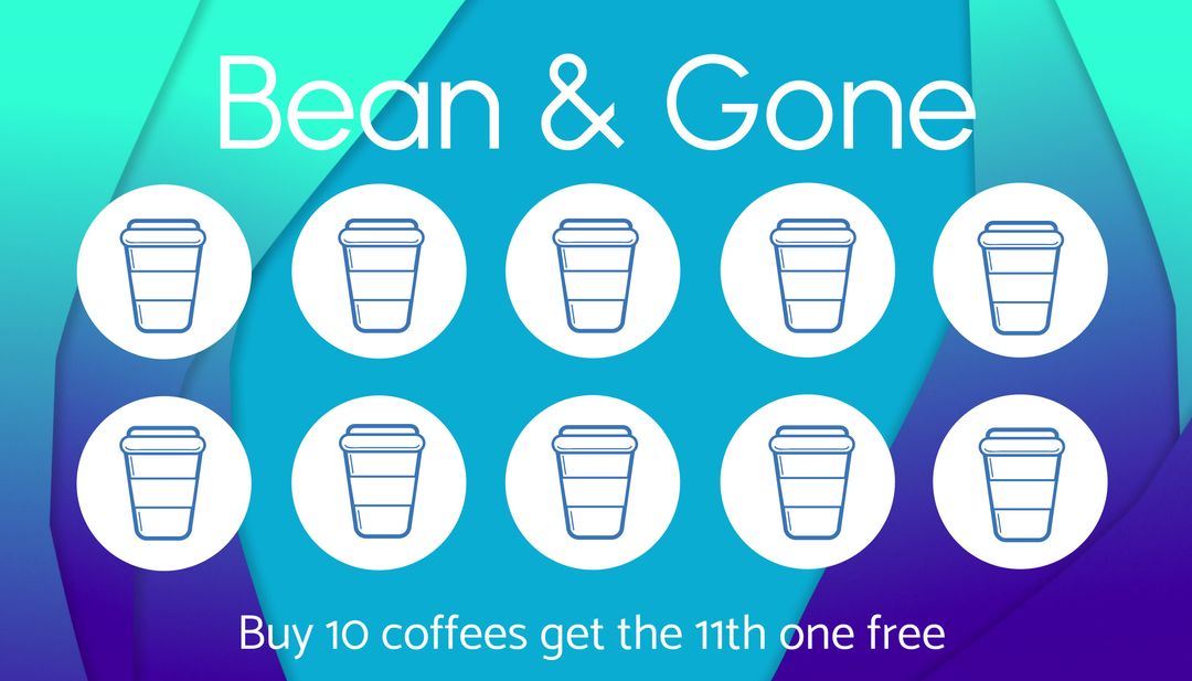 Loyalty Card Design for Coffee Shop Bean & Gone - Download Free Stock Templates Pikwizard.com