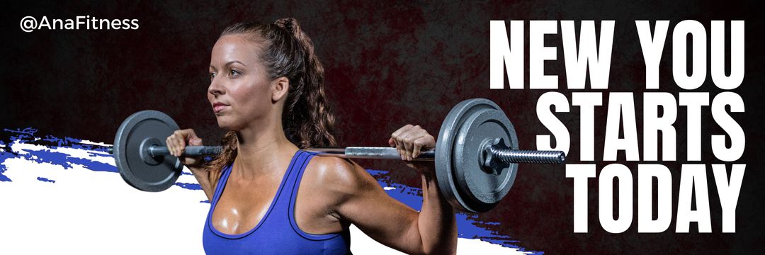 Motivational Fitness Banner with Woman Lifting Weights - Download Free Stock Templates Pikwizard.com