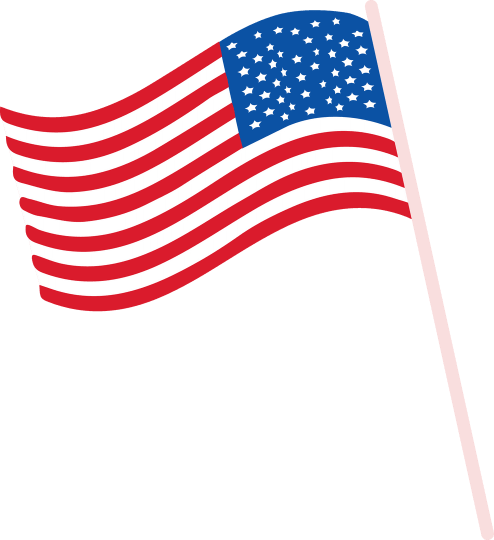 Stylized US Flag Waving on Transparent Background