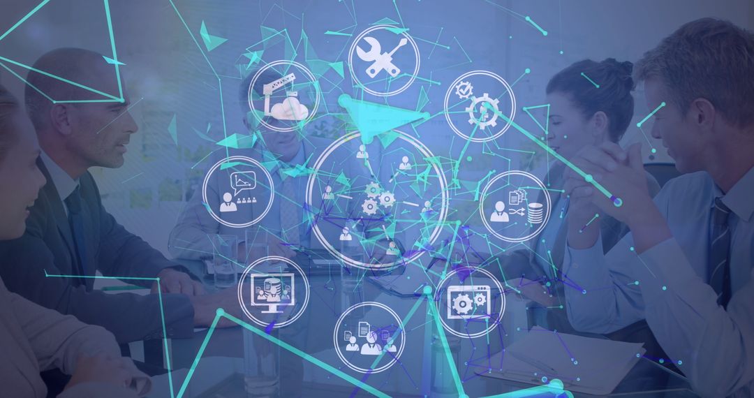 Diverse Professionals Collaborating on Digital Innovation