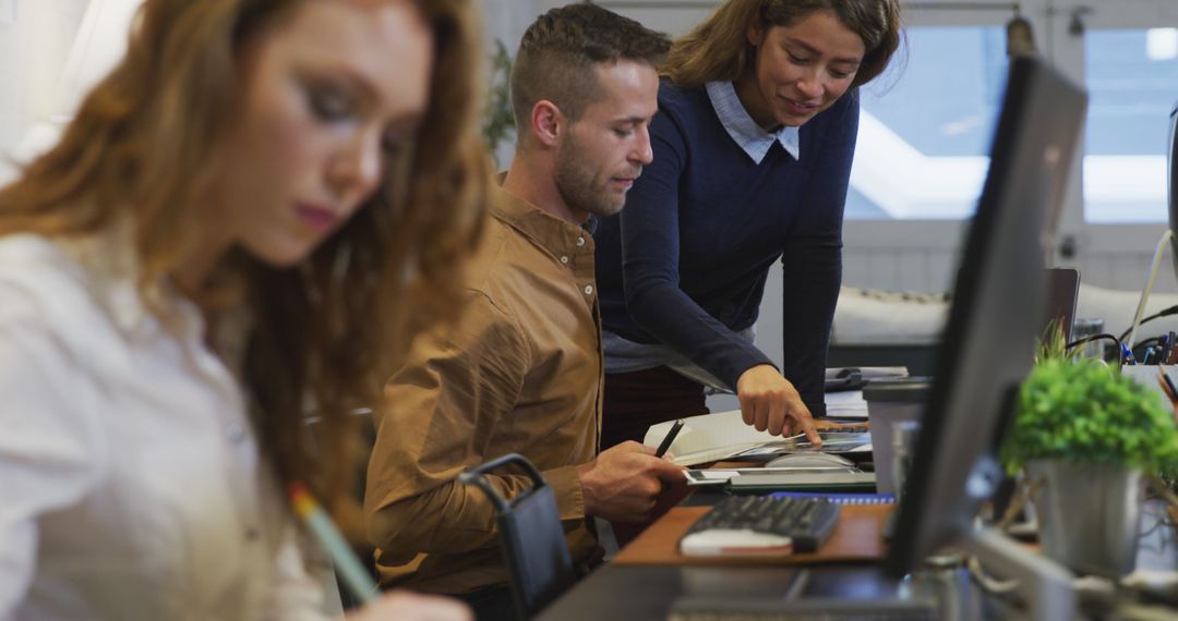 Diverse Team Collaborating in Modern Office Setup