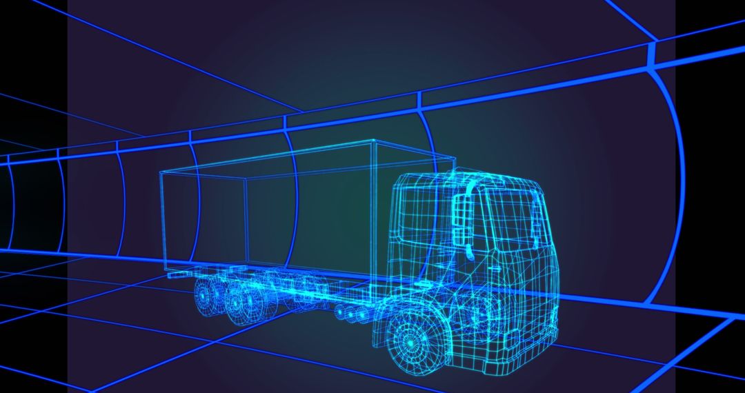 Futuristic Digital Truck Hologram in Blue Matrix Setting - Free Images, Stock Photos and Pictures on Pikwizard.com