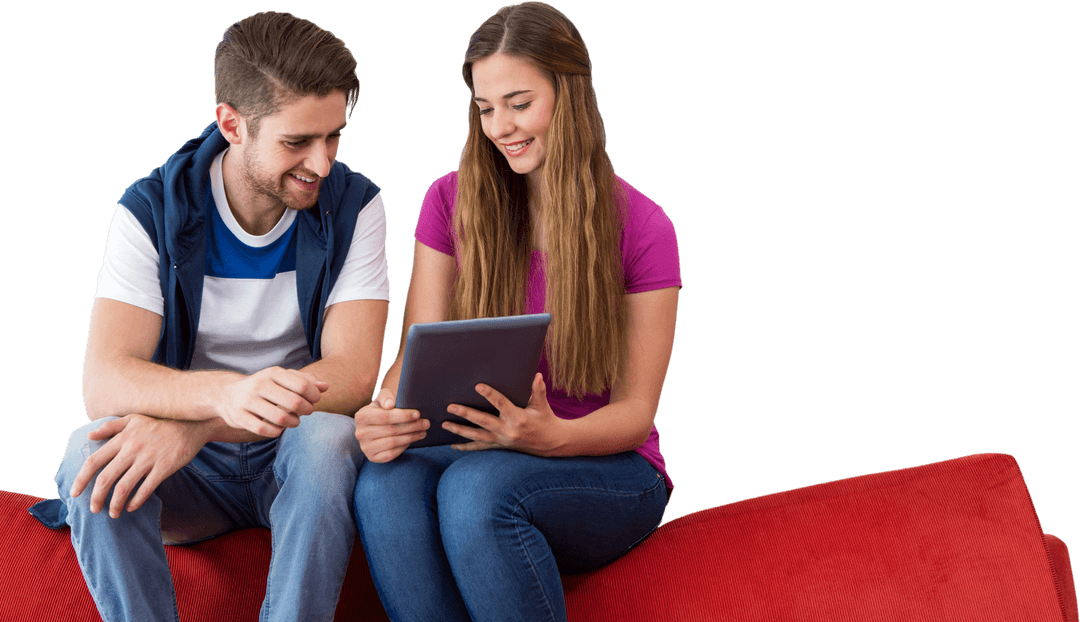 Transparent Students Engaging with Tablet Technology Together