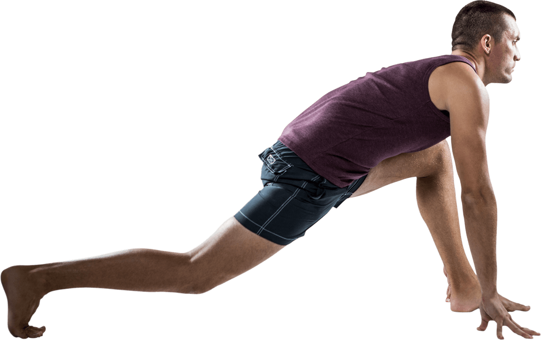 Athletic Man Performing Stretch Pose Transparent Background