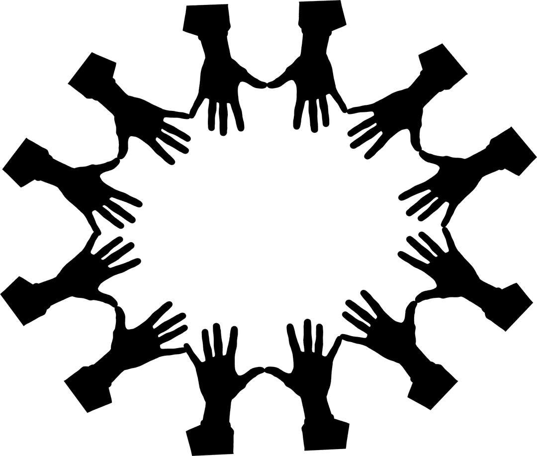 Circle of Black Hand Icons on Transparent Background