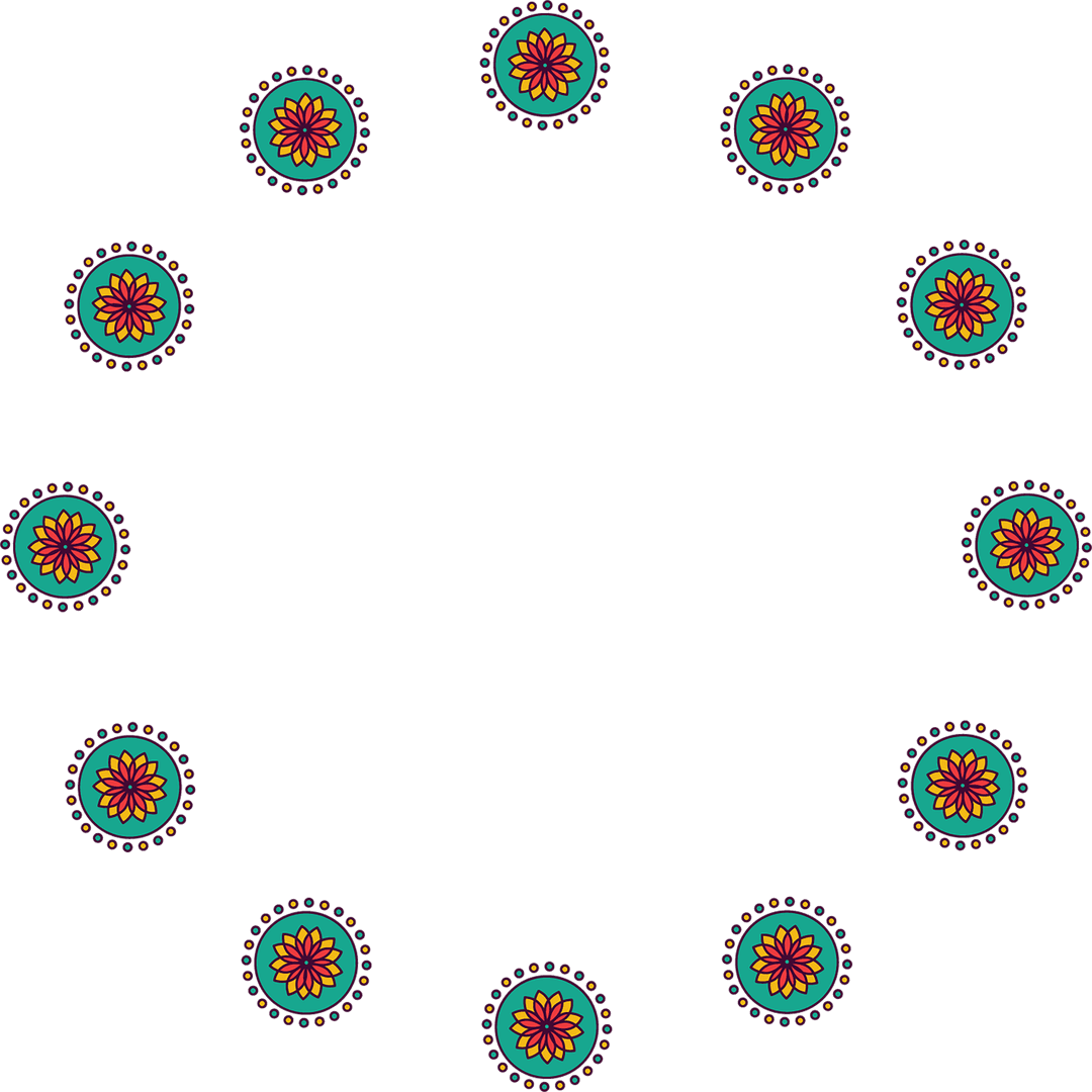 Colorful Abstract Floral Circular Pattern Transparent