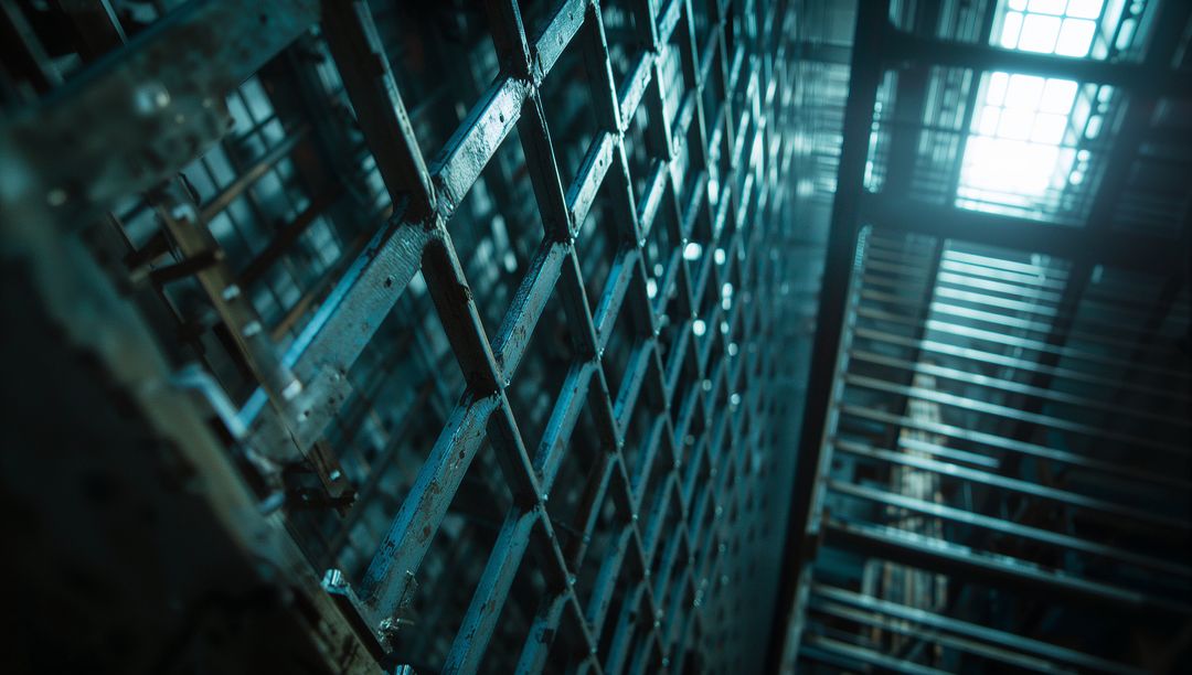 Abstract Industrial Steel Bar Grid With Skylight