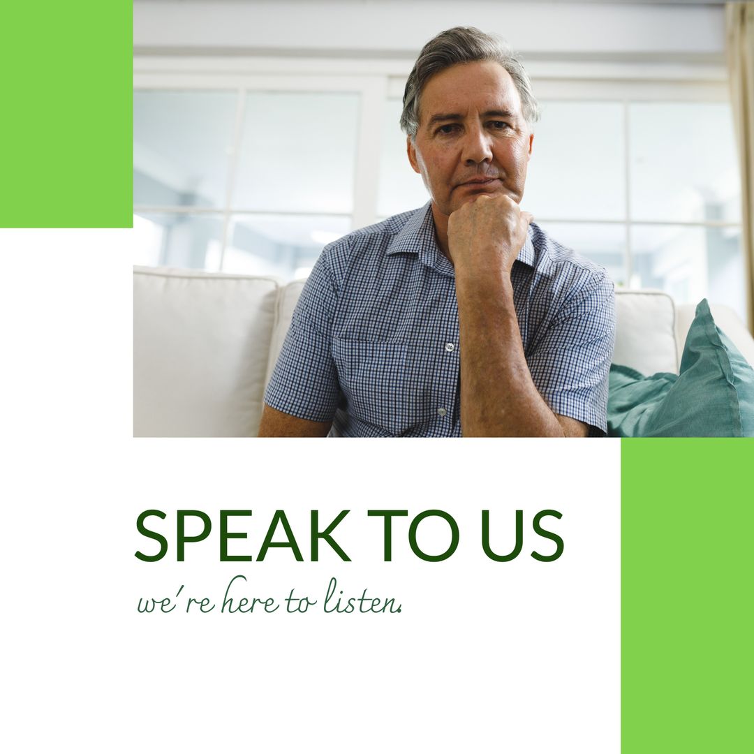 Senior Man Reflecting Emotional Support Conceptual Design