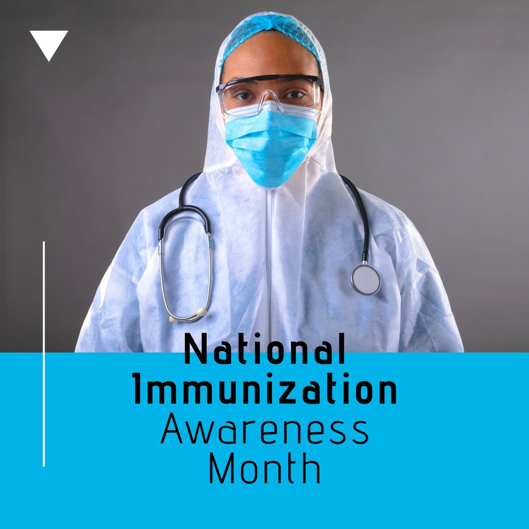 Biracial Female Doctor in PPE Highlighting National Immunization Awareness Month - Download Free Stock Templates Pikwizard.com