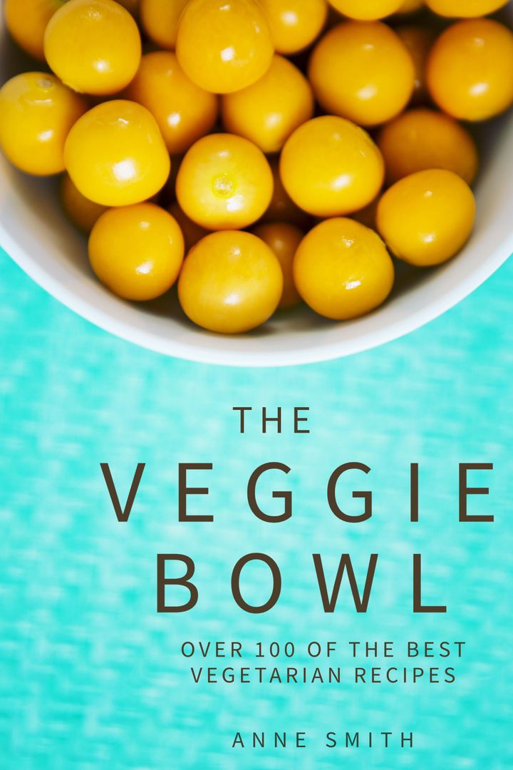 Vibrant Yellow Tomatoes on Teal for Vegetarian Cookbook