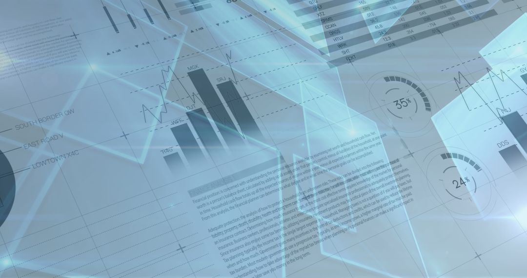 Futuristic Digital Interface with Data Charts Statistics