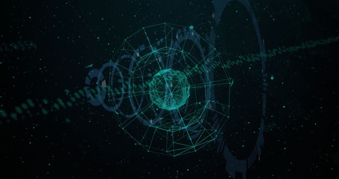 Futuristic Digital Globe with Data Nodes and Network Connections