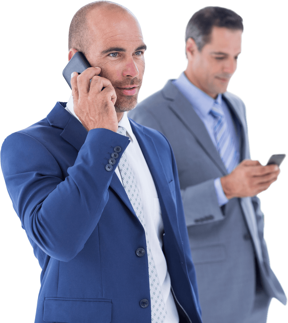 Businessmen Communicating via Mobile Devices Transparent