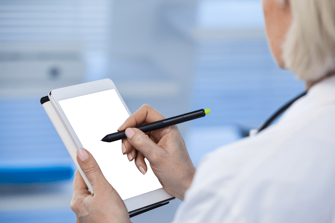 Transparent Background Medical Professional Using Digital Tablet