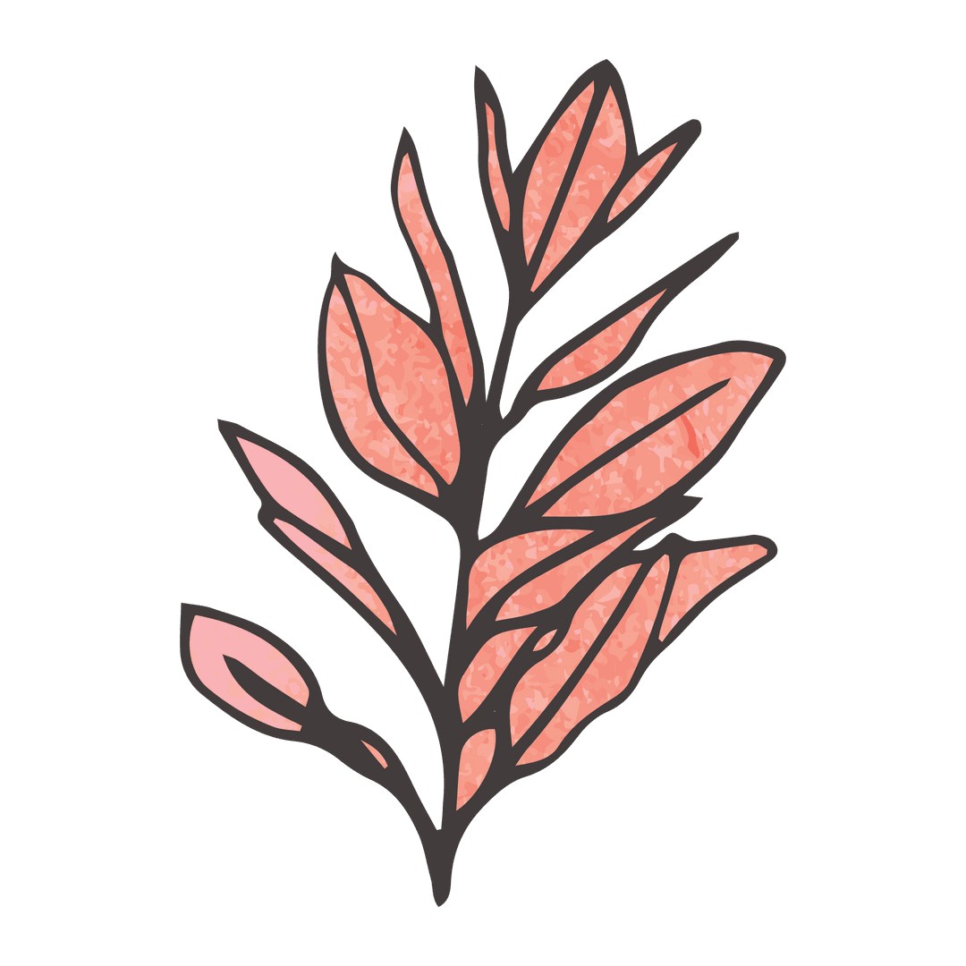 Stylized Red Plant Illustration on Transparent Background