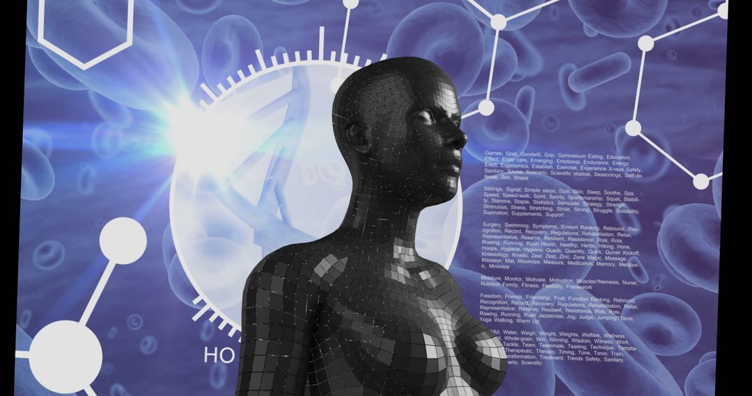 Futuristic Human Model Over Digital Data Overlay for Science