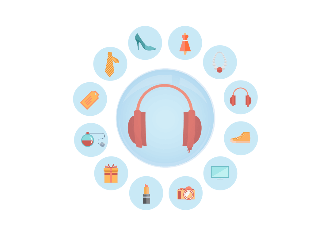 Colorful Lifestyle Symbols Illustration on Transparent Background