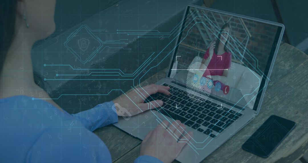 Digital Security Concept with Woman on Video Call