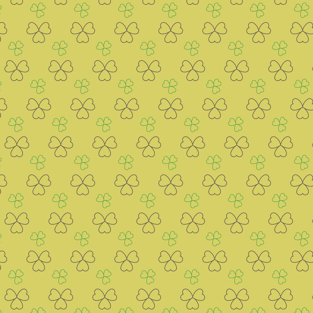 Seamless Green Clover Vector Pattern on Transparent Background