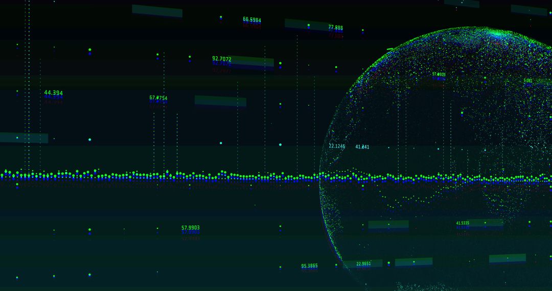 Abstract Digital Globe with Green Data Points and Graphs