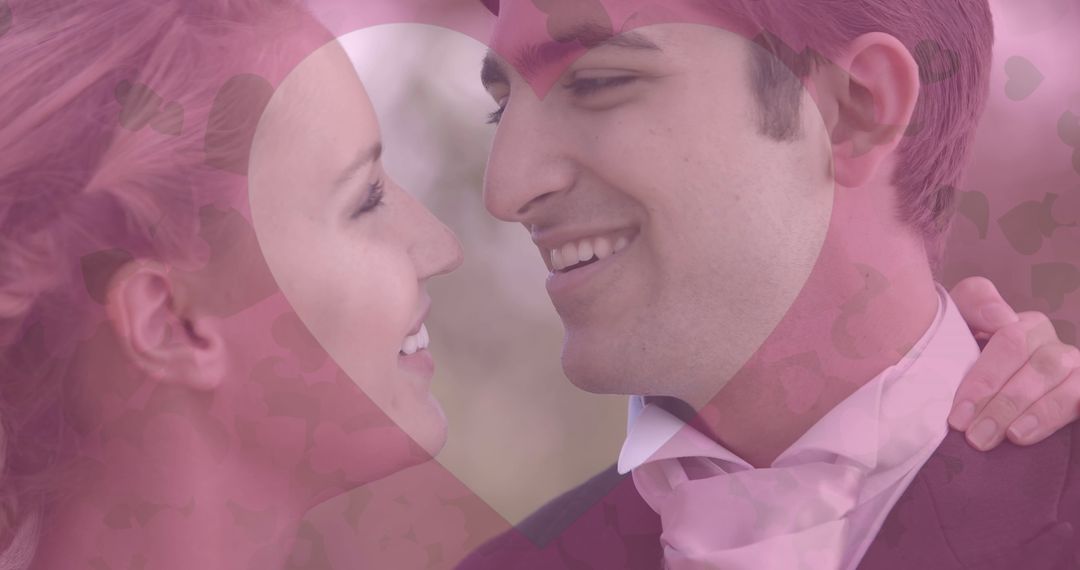 Smiling Newlywed Couple Displaying Love on Wedding Day