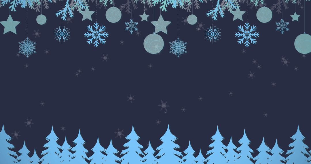 Winter Themed Background with Snowflakes and Fir Trees