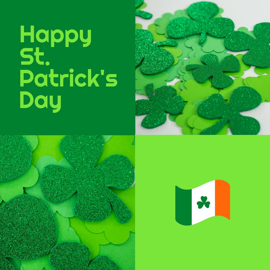 Image of st patrick's day text, shamrock and irish flag on green background - Download Free Stock Templates Pikwizard.com