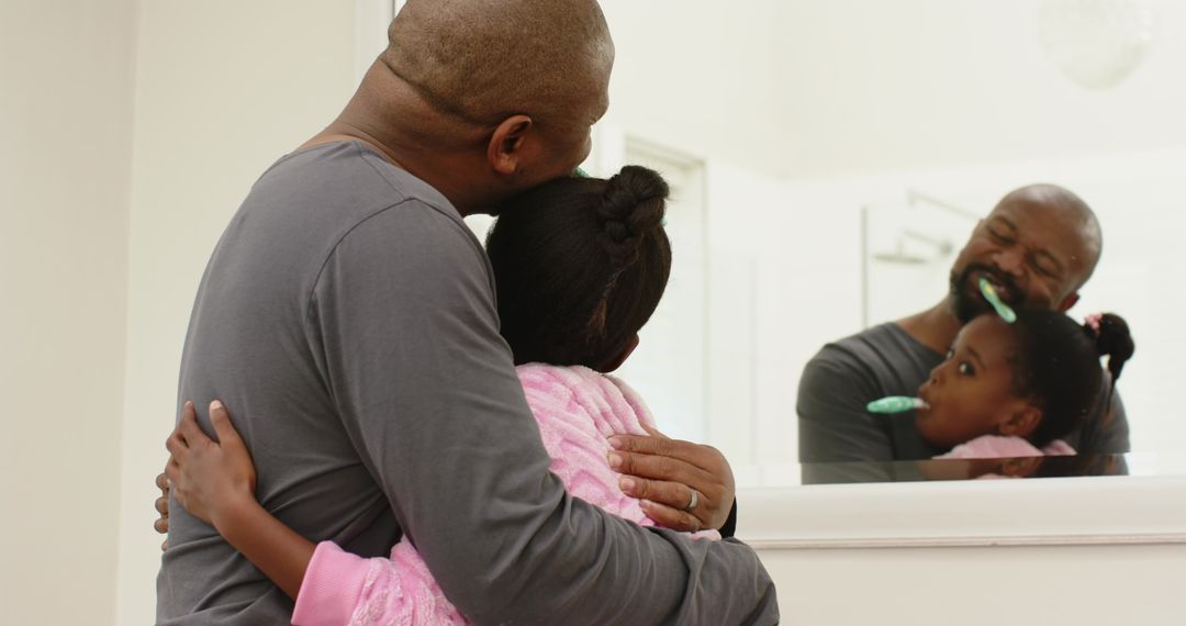 Father and Daughter Sharing Morning Routine in Embrace