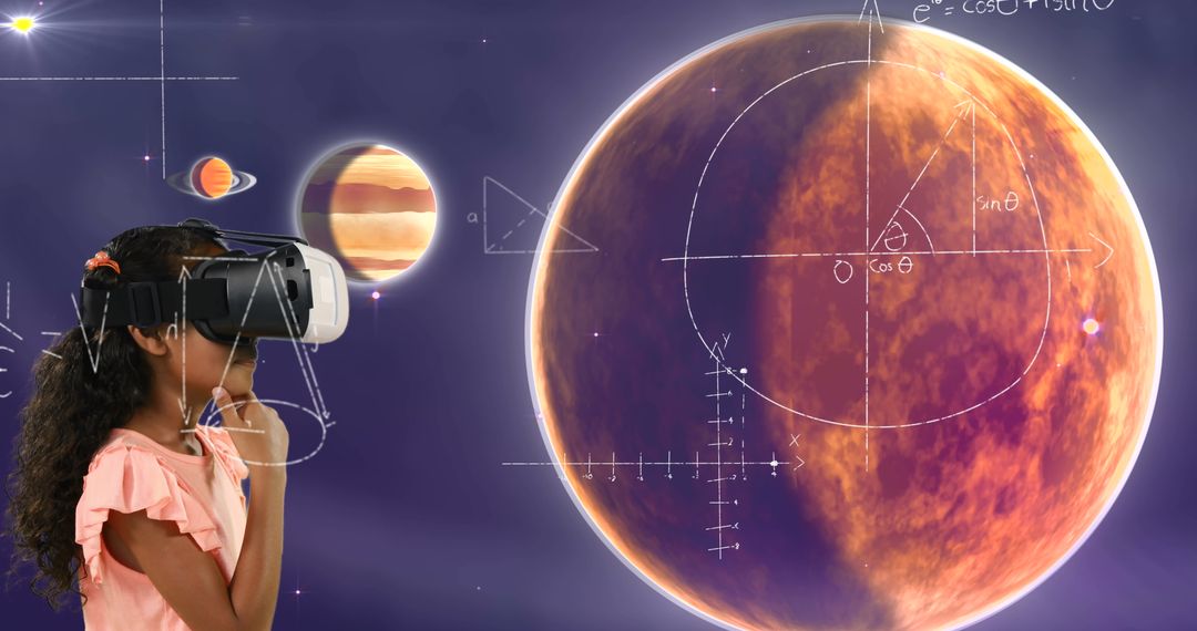 Child Exploring Space Geometry with Virtual Reality Headset