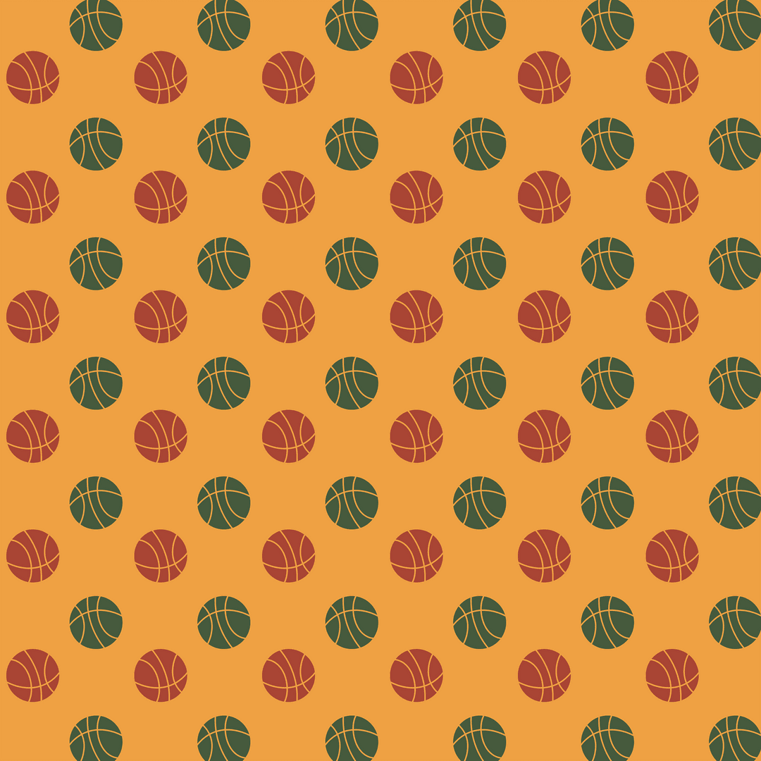 Seamless Transparent Pattern with Basketball Icons on Orange
