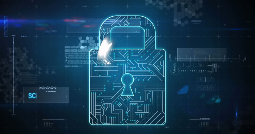 cybersecurity concept with digital padlock and data interface - Free Images, Stock Photos and Pictures on Pikwizard.com