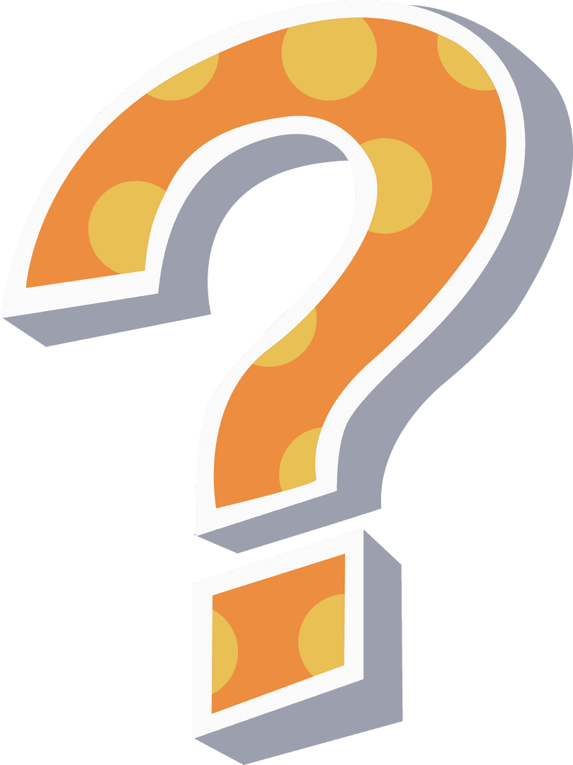 Transparent Orange Question Mark with Polka Dot Design